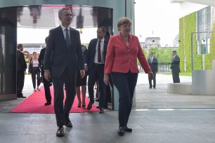 NATO Secretary General Jens Stoltenberg meets with German Chancellor Angela Merkel